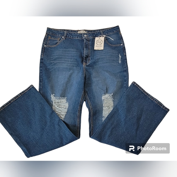 Grace And Emma Jeans Plus Size 18 Distressed Jeans Midrise Curvy NWT - Picture 6 of 9